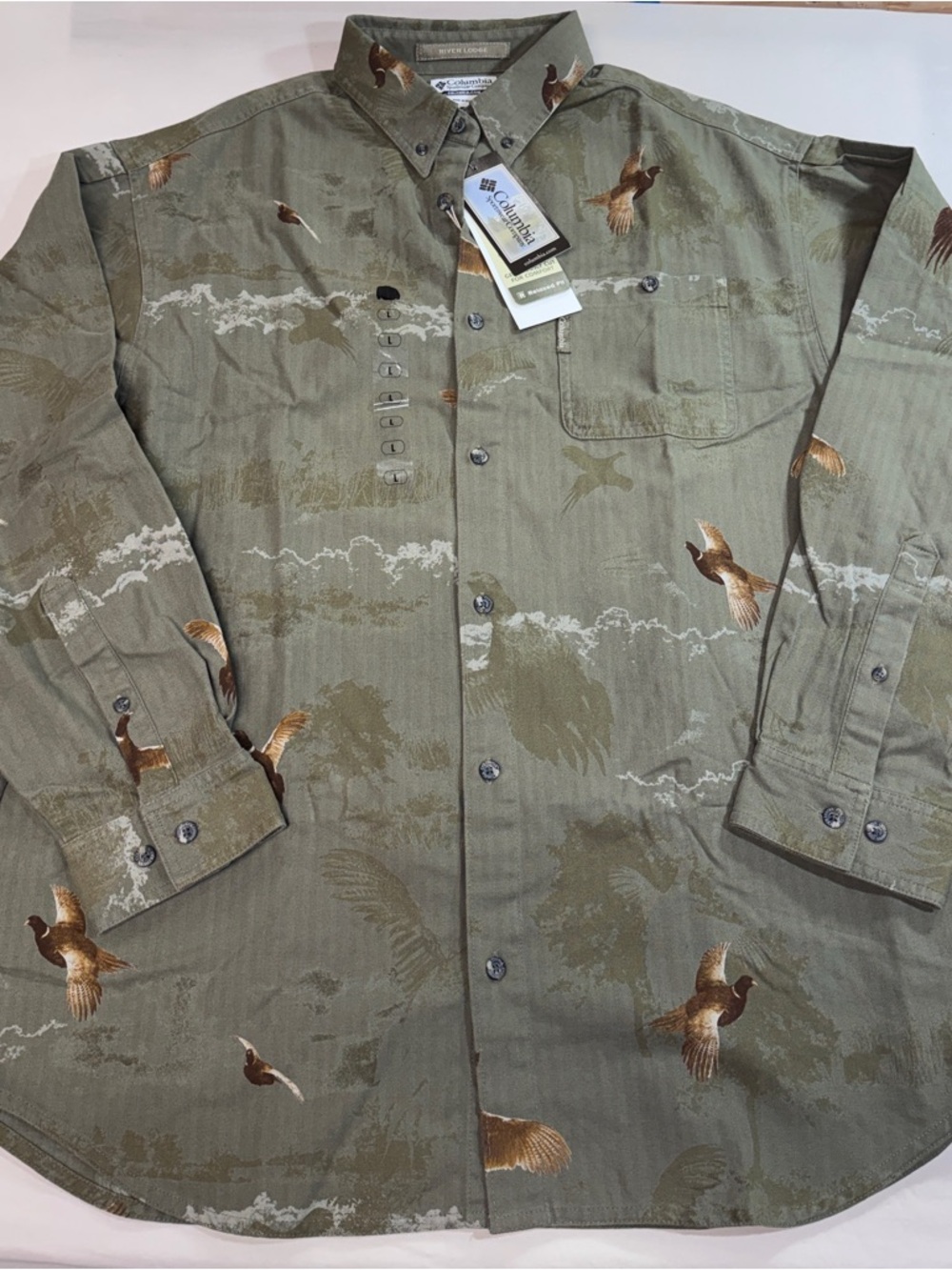 Columbia River Lodge Ringneck Hunting Shirt Mens L Green Long Sleeve NWT